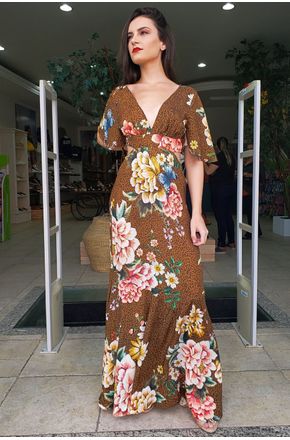 vestido onça em flor farm