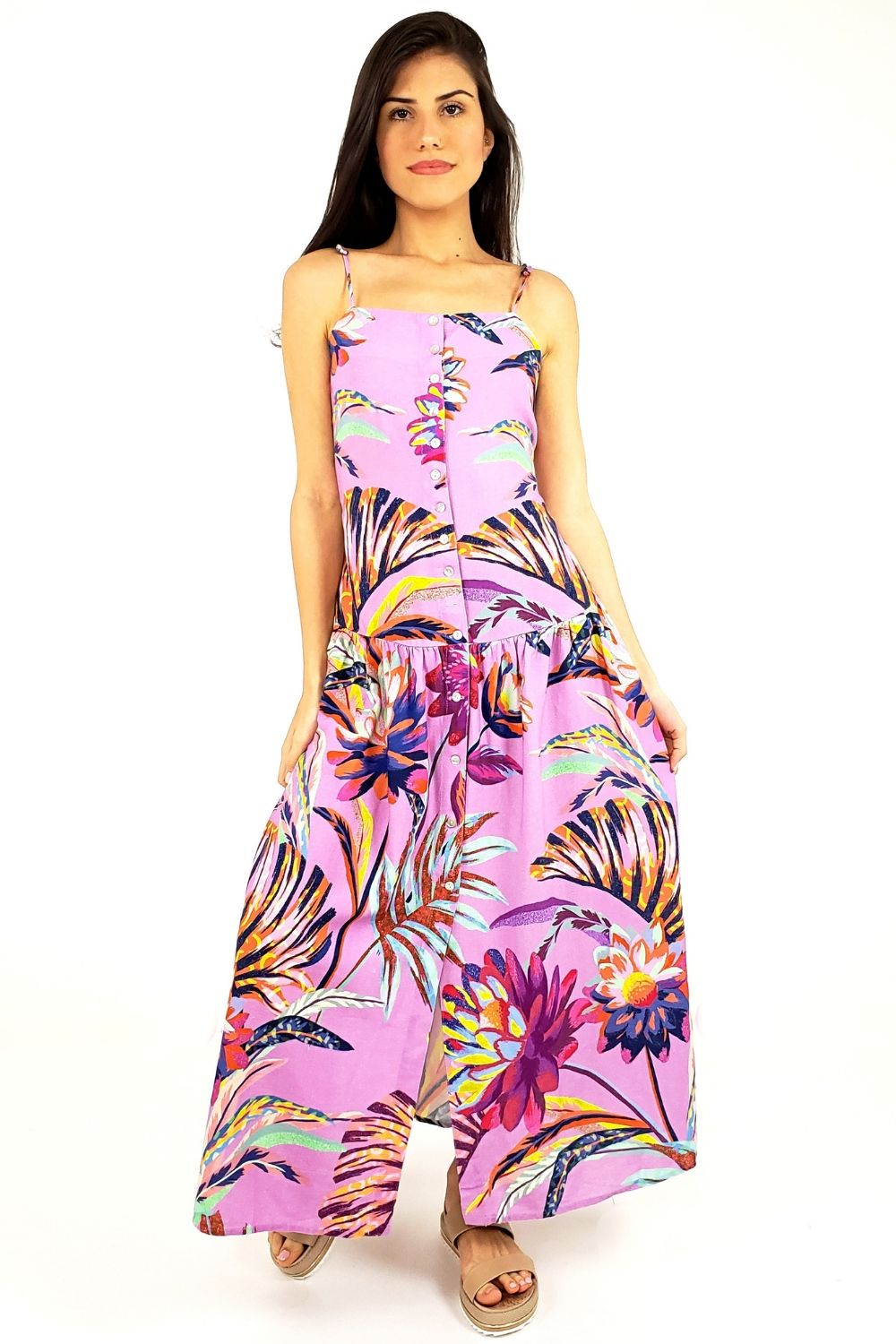 vestido cropped longo