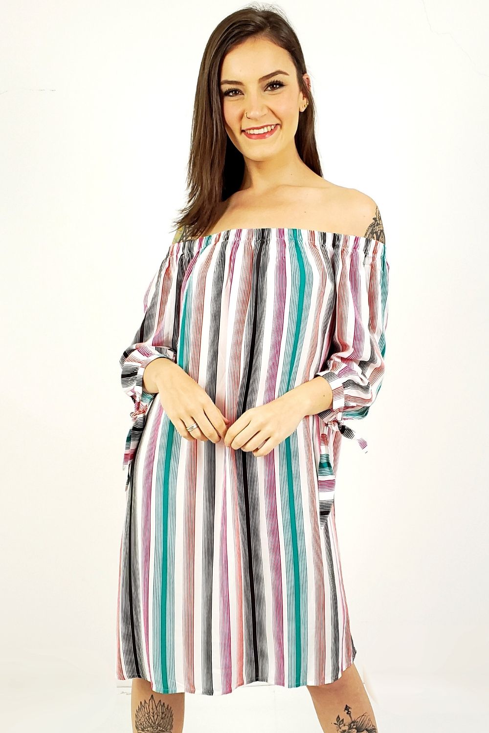 vestido ombro a ombro hering