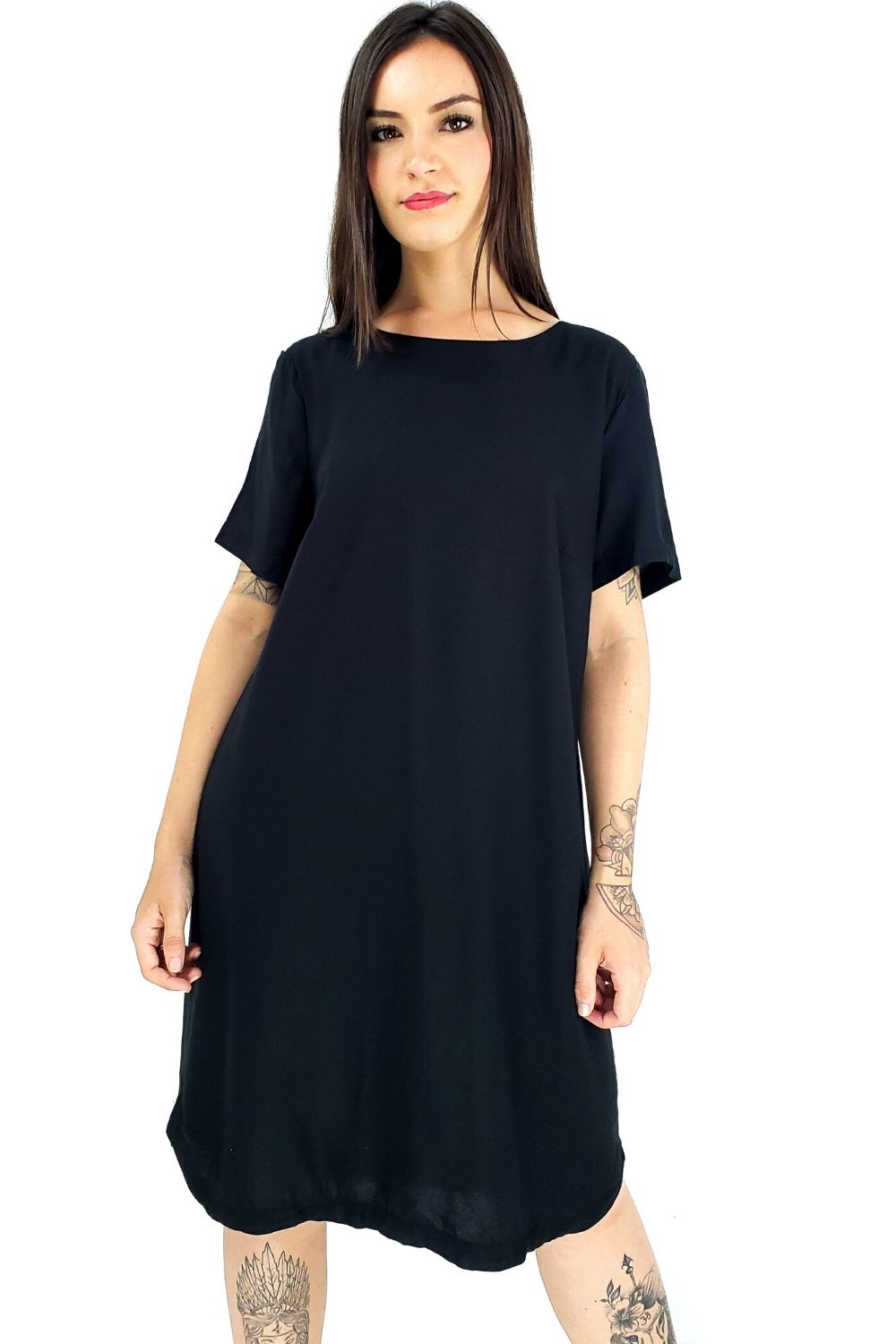 vestido longo com meia manga