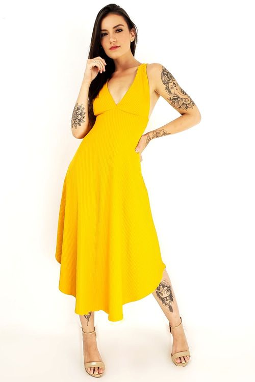 vestido godê midi