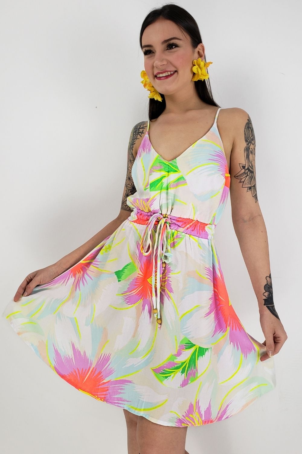 vestido farm neon