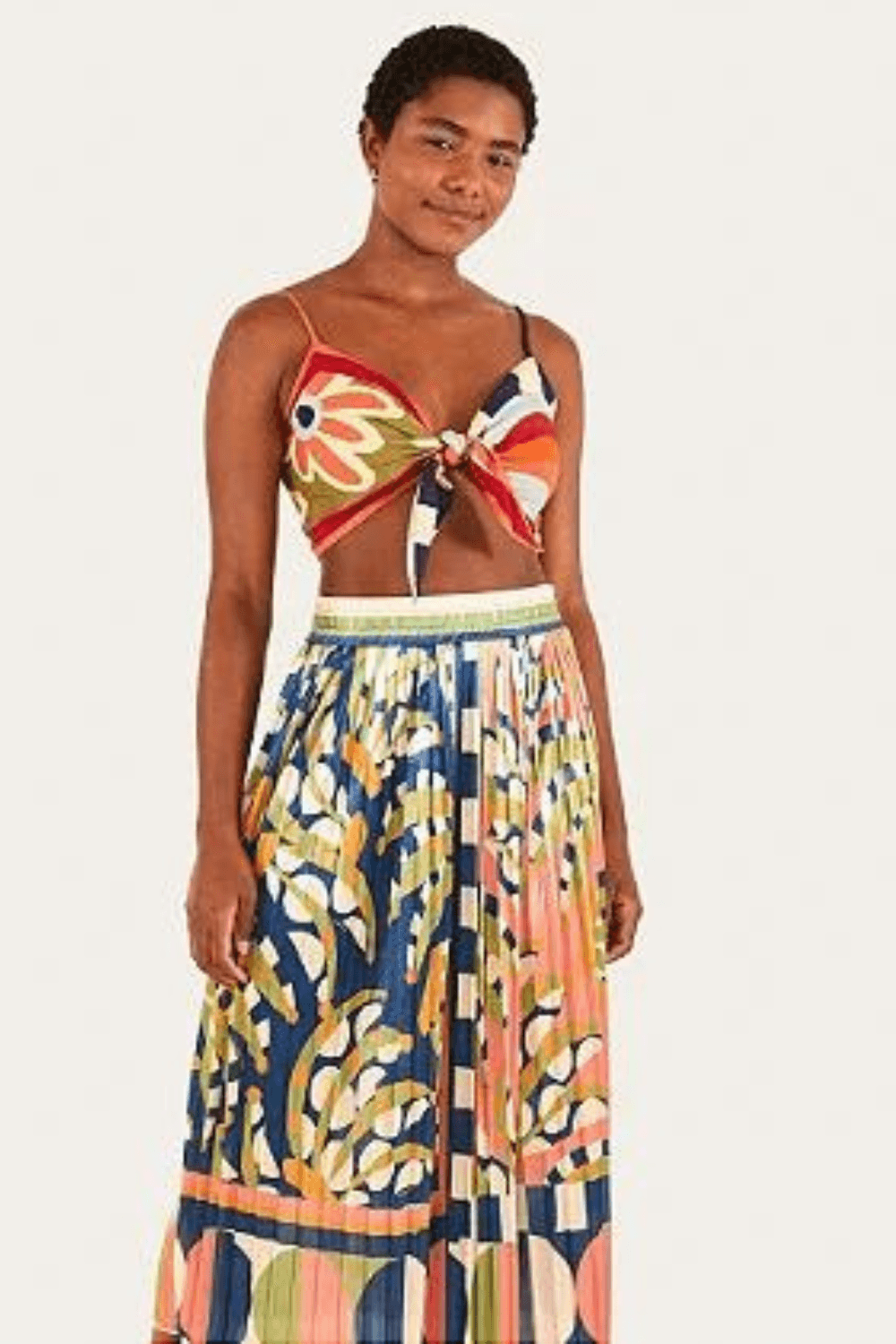 Saia longa plissada deals farm