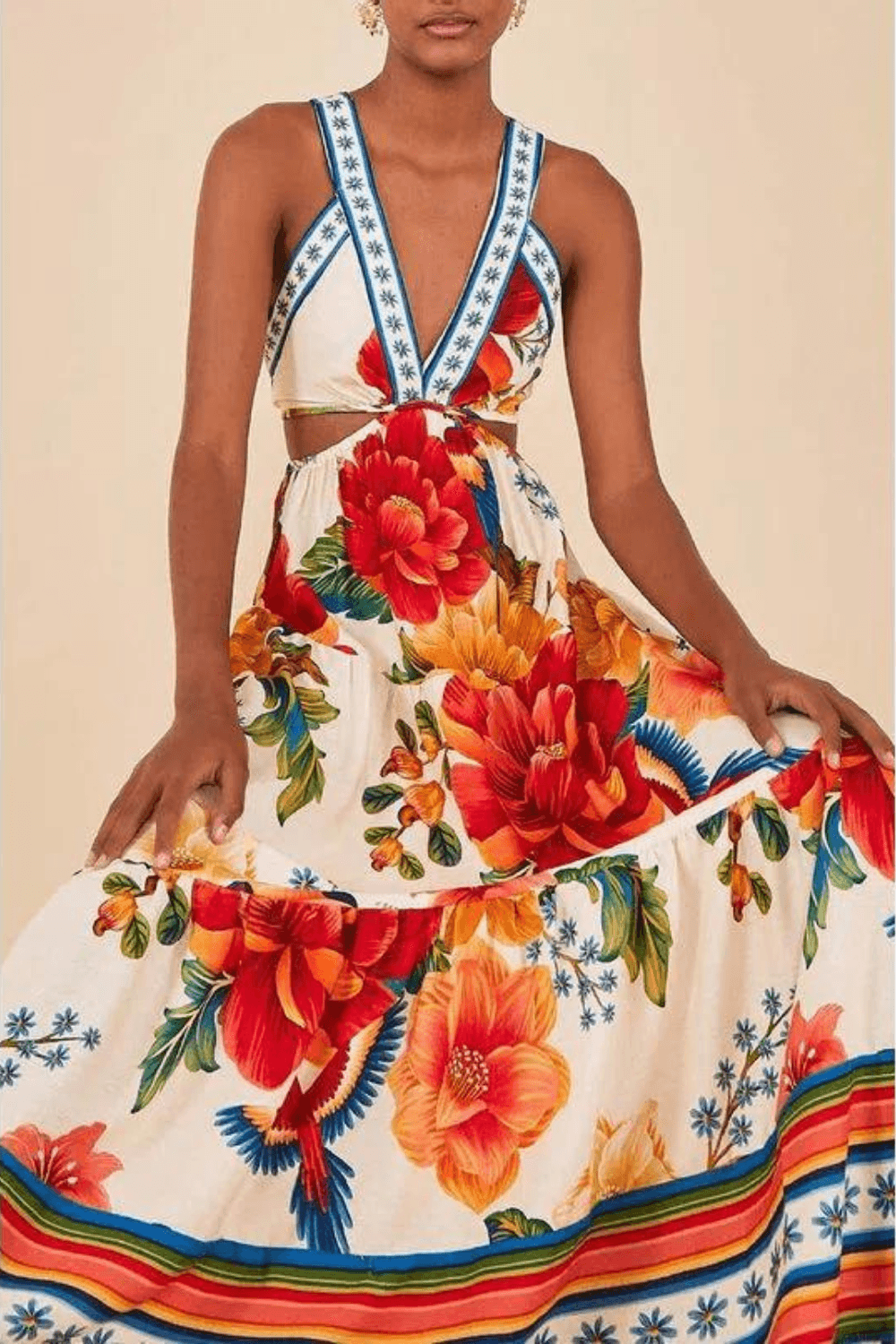 Vestido longo chita deals farm