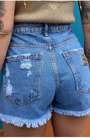 Shorts jeans comfort low com estampa Lança Perfume - Loja Viva Vida