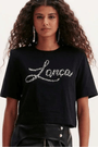 T-shirt curta com aplicação Lança Perfume