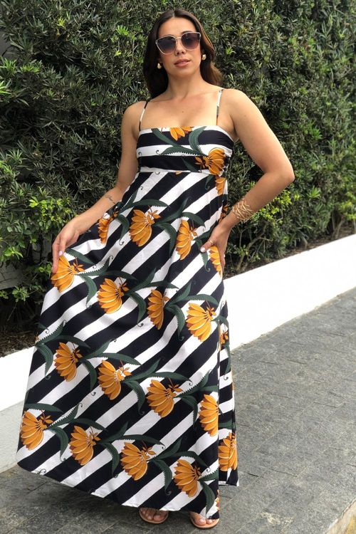 Vestido Alcinhas Listra Banana Farm