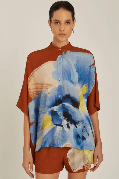Camisa ampla gola padre georgia lilas