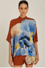 Camisa ampla gola padre georgia lilas