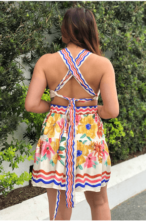 Vestido curto lenço floraline Farm
