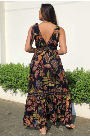 Vestido longo festa de caju Farm