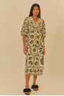 Vestido midi com mangas riad Farm