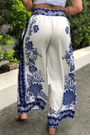 Calça pantalona jardim de concha
