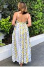 Vestido Longo Pregas Azulina Farm