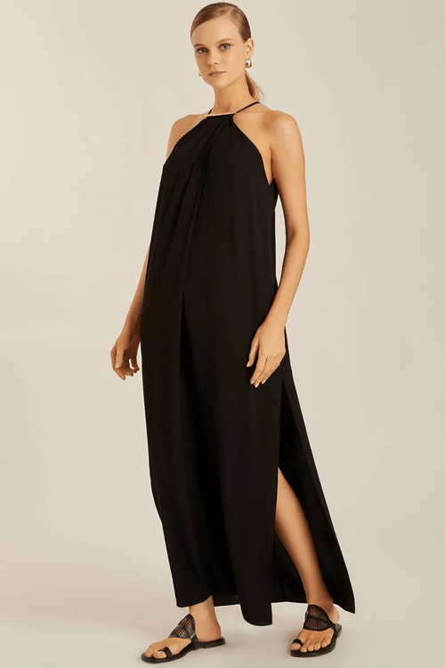 Vestido aviamento decote preto Lenny Niemeyer