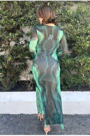 Vestido super midi manga longa Lança Perfume