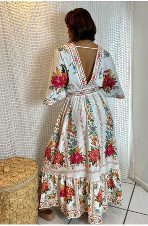 Vestido midi delicadeza em flor Farm