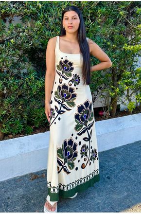 Vestido languido floral arabasque Farm