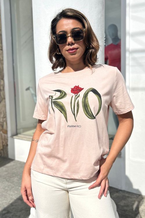 Tshirt Fit Rio Flor Rosa Nevoa Farm