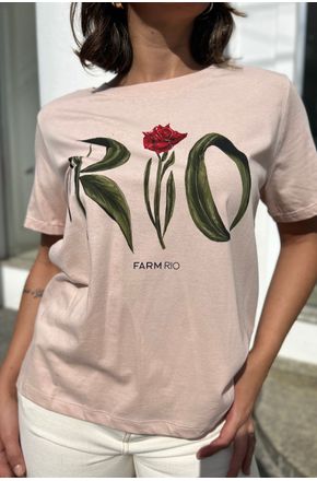 Tshirt Fit Rio Flor Rosa Nevoa Farm