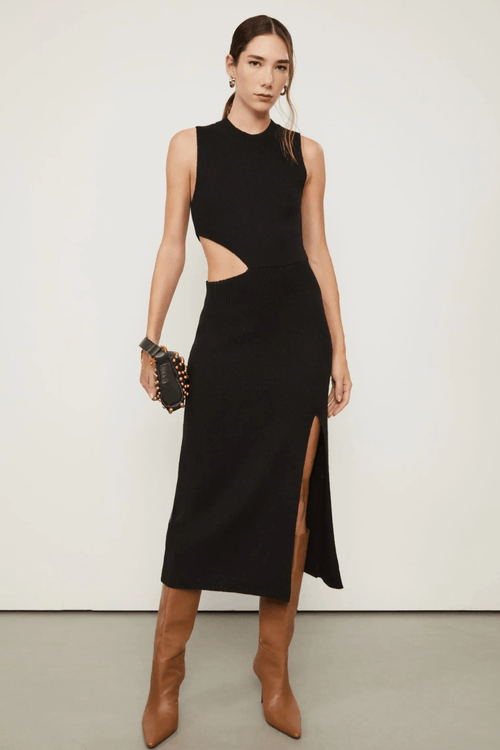 Vestido-De-Tricot-Midi-Cut-Lateral-Animale