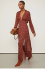 Vestido-De-Georgette-Estampado-Com-Fenda-Animale