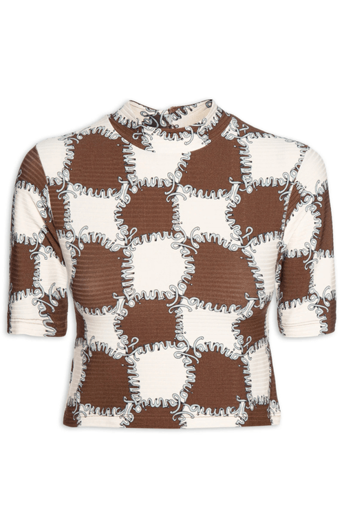 Blusa-Feminina-Cropped-Ritmo-Carioca-E-Marrom---Farm-Rio